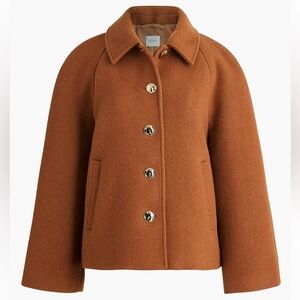 NEW J.Crew Women's Cropped wool-blend Mocha Latte swing coat Jacket Sz M $298